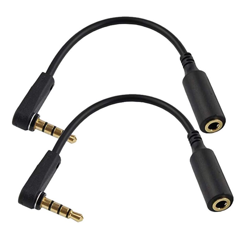Seadream 2PACK 6 inch 4-Pole 3.5mm Male Right Angle to Female Stereo Audio Cable Headset Headphone Extension Cable Replacement for Beats Dr. Dre Studio iPhone,3.5mm M to F Audio Cable,Black - Image 1